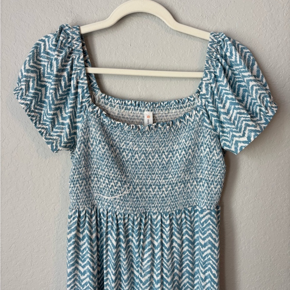 Anthropologie Daily Practice Blue Smocked Maxi Dress Size XS - Picture 4 of 7